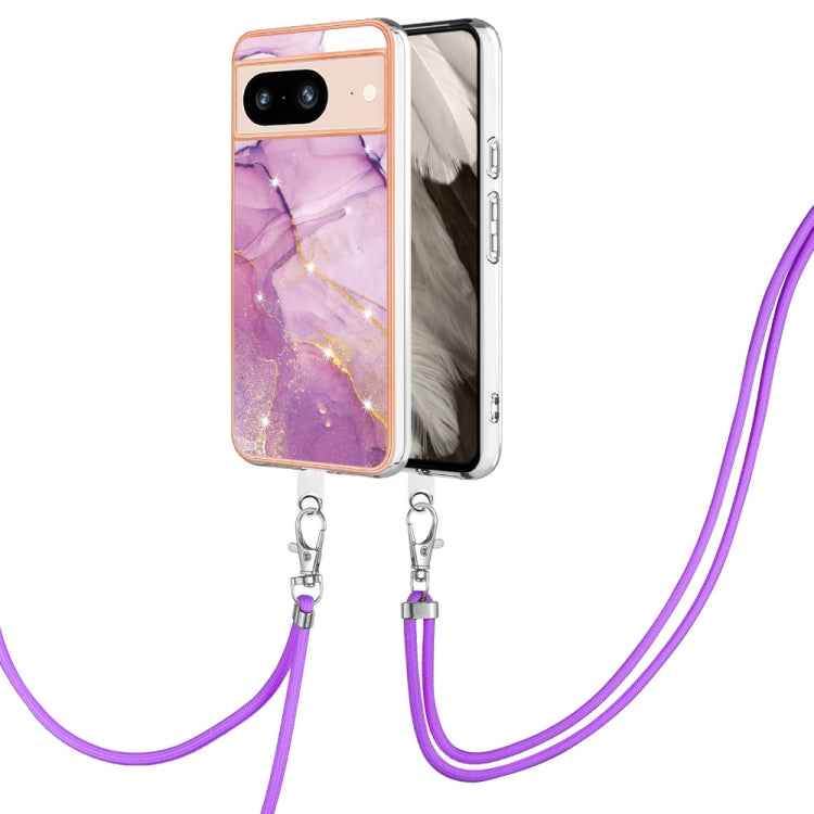 Electroplating Marble Dual-side IMD Phone Case with Lanyard, For Google Pixel 9 Pro XL, For Google Pixel 9 / 9 Pro, For Google Pixel 8a, For Google Pixel 8 Pro, For Google Pixel 8, For Google Pixel 7a, For Google Pixel 6a
