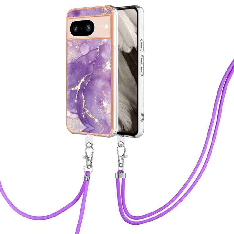 Electroplating Marble Dual-side IMD Phone Case with Lanyard, For Google Pixel 9 Pro XL, For Google Pixel 9 / 9 Pro, For Google Pixel 8a, For Google Pixel 8 Pro, For Google Pixel 8, For Google Pixel 7a, For Google Pixel 6a