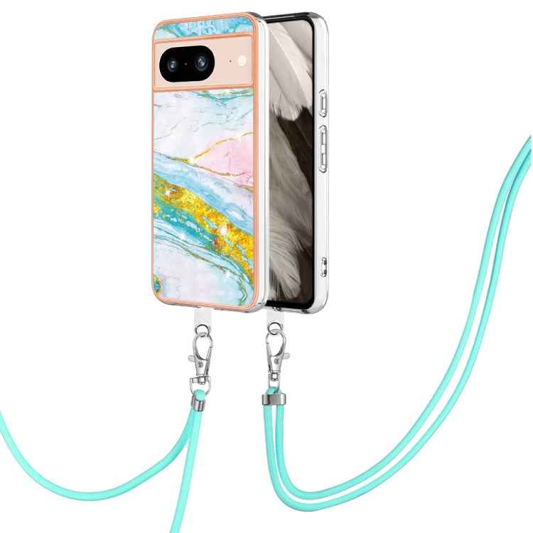 Electroplating Marble Dual-side IMD Phone Case with Lanyard, For Google Pixel 9 Pro XL, For Google Pixel 9 / 9 Pro, For Google Pixel 8a, For Google Pixel 8 Pro, For Google Pixel 8, For Google Pixel 7a, For Google Pixel 6a