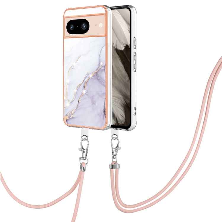 Electroplating Marble Dual-side IMD Phone Case with Lanyard, For Google Pixel 9 Pro XL, For Google Pixel 9 / 9 Pro, For Google Pixel 8a, For Google Pixel 8 Pro, For Google Pixel 8, For Google Pixel 7a, For Google Pixel 6a