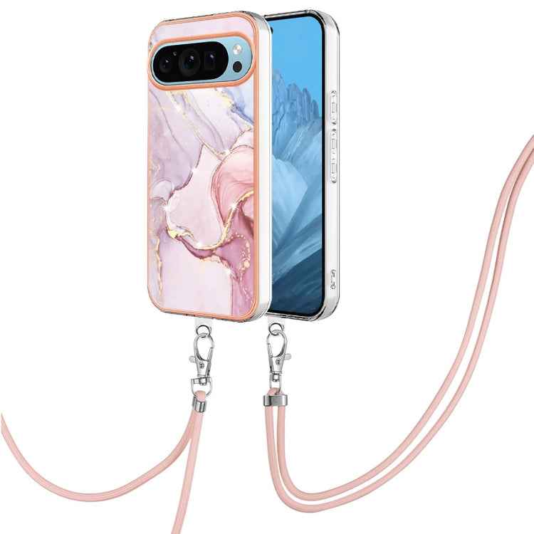Electroplating Marble Dual-side IMD Phone Case with Lanyard, For Google Pixel 9 Pro XL, For Google Pixel 9 / 9 Pro, For Google Pixel 8a, For Google Pixel 8 Pro, For Google Pixel 8, For Google Pixel 7a, For Google Pixel 6a