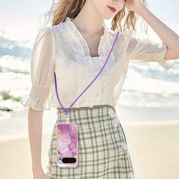 Electroplating Marble Dual-side IMD Phone Case with Lanyard, For Google Pixel 9 Pro XL, For Google Pixel 9 / 9 Pro, For Google Pixel 8a, For Google Pixel 8 Pro, For Google Pixel 8, For Google Pixel 7a, For Google Pixel 6a