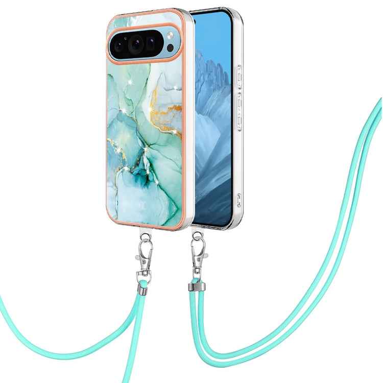 Electroplating Marble Dual-side IMD Phone Case with Lanyard, For Google Pixel 9 Pro XL, For Google Pixel 9 / 9 Pro, For Google Pixel 8a, For Google Pixel 8 Pro, For Google Pixel 8, For Google Pixel 7a, For Google Pixel 6a