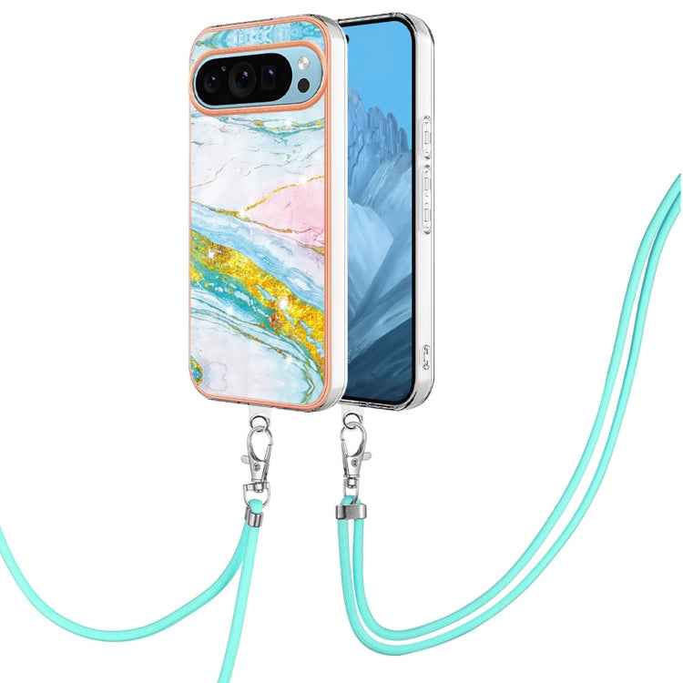 Electroplating Marble Dual-side IMD Phone Case with Lanyard, For Google Pixel 9 Pro XL, For Google Pixel 9 / 9 Pro, For Google Pixel 8a, For Google Pixel 8 Pro, For Google Pixel 8, For Google Pixel 7a, For Google Pixel 6a
