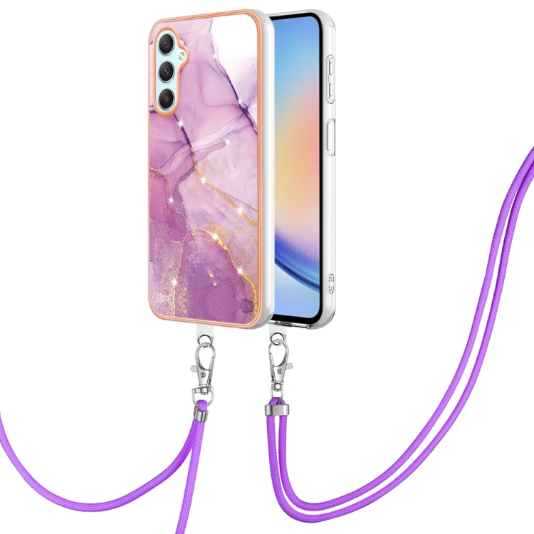 Electroplating Marble Dual-side IMD Phone Case with Lanyard, For Samsung Galaxy A25 5G, For Samsung Galaxy S23 FE 5G, For Samsung Galaxy A24 4G, For Samsung Galaxy A04e