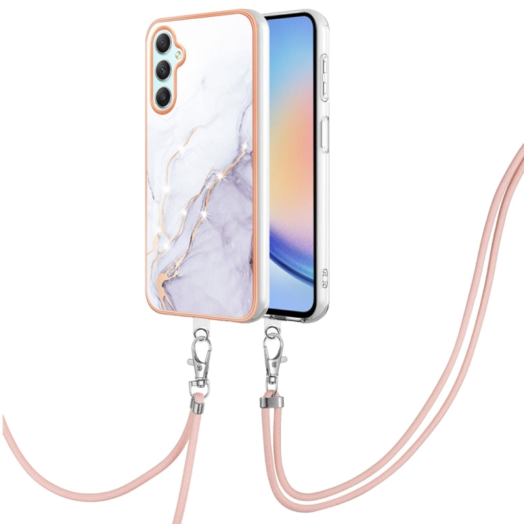Electroplating Marble Dual-side IMD Phone Case with Lanyard, For Samsung Galaxy A25 5G, For Samsung Galaxy S23 FE 5G, For Samsung Galaxy A24 4G, For Samsung Galaxy A04e