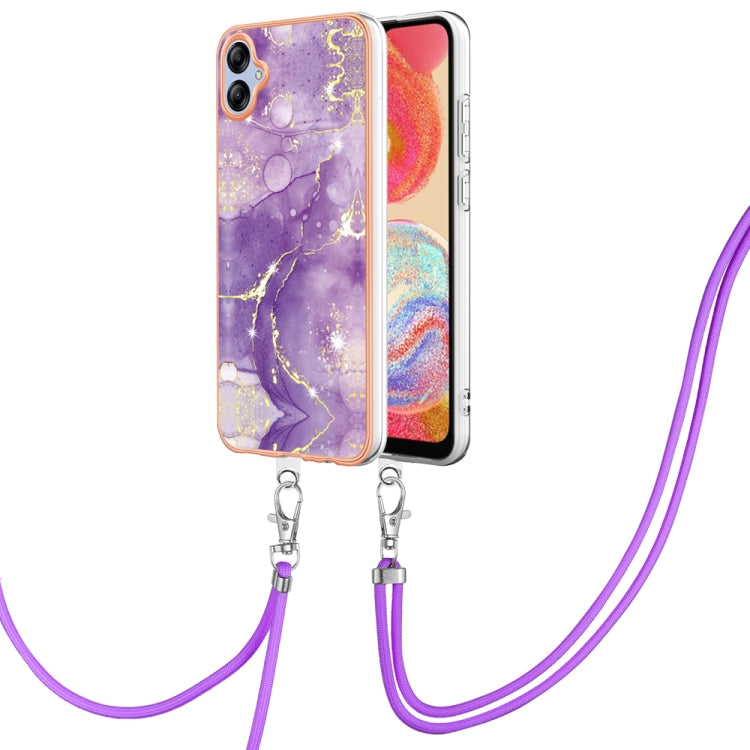 Electroplating Marble Dual-side IMD Phone Case with Lanyard, For Samsung Galaxy A25 5G, For Samsung Galaxy S23 FE 5G, For Samsung Galaxy A24 4G, For Samsung Galaxy A04e