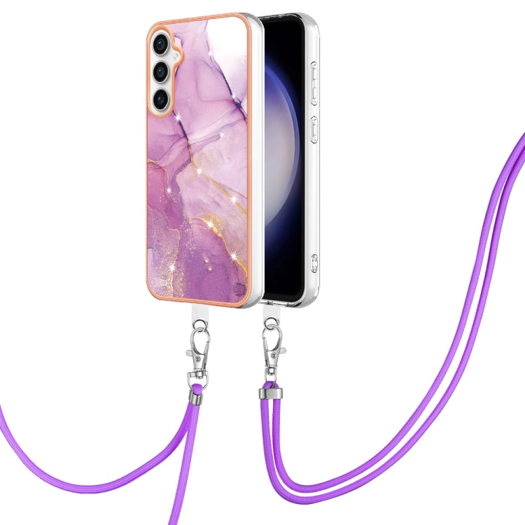 Electroplating Marble Dual-side IMD Phone Case with Lanyard, For Samsung Galaxy A25 5G, For Samsung Galaxy S23 FE 5G, For Samsung Galaxy A24 4G, For Samsung Galaxy A04e