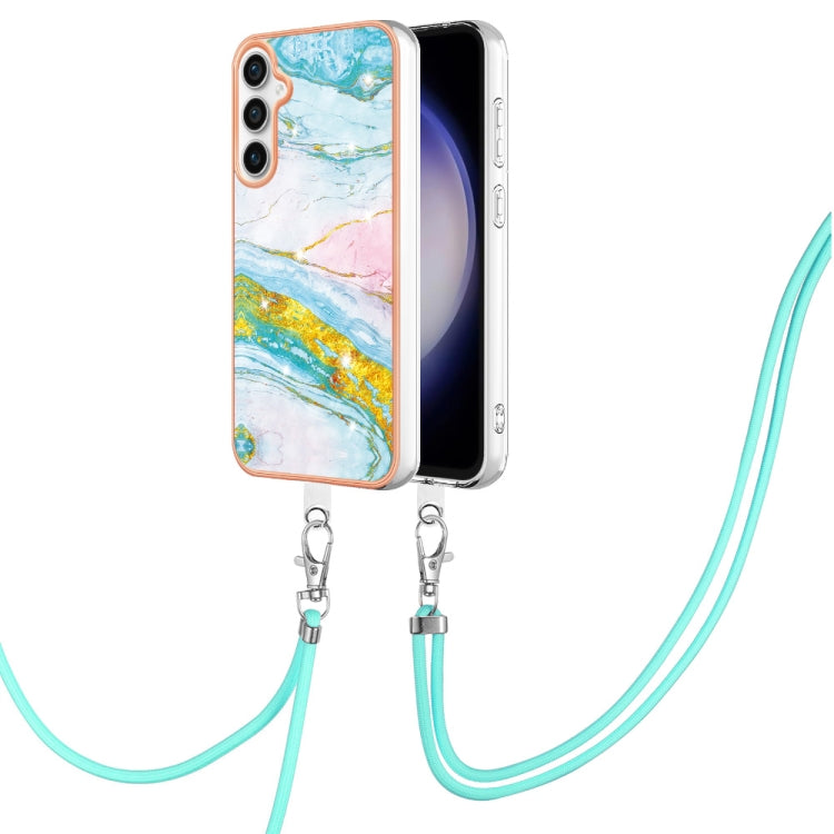 Electroplating Marble Dual-side IMD Phone Case with Lanyard, For Samsung Galaxy A25 5G, For Samsung Galaxy S23 FE 5G, For Samsung Galaxy A24 4G, For Samsung Galaxy A04e