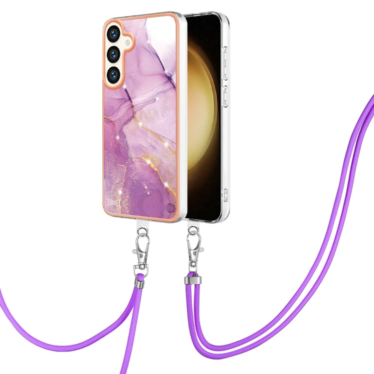 Electroplating Marble Dual-side IMD Phone Case with Lanyard, For Samsung Galaxy A15 5G, For Samsung Galaxy A55, For Samsung Galaxy A35, For Samsung Galaxy S24 Ultra 5G, For Samsung Galaxy S24+ 5G, For Samsung Galaxy S24 5G, For Samsung Galaxy A05      ...