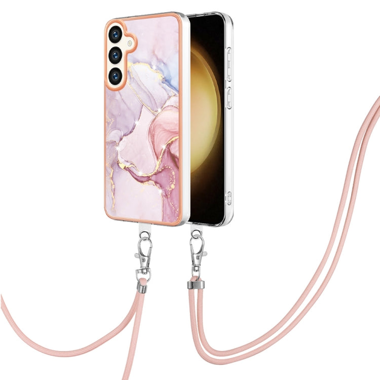 Electroplating Marble Dual-side IMD Phone Case with Lanyard, For Samsung Galaxy A15 5G, For Samsung Galaxy A55, For Samsung Galaxy A35, For Samsung Galaxy S24 Ultra 5G, For Samsung Galaxy S24+ 5G, For Samsung Galaxy S24 5G, For Samsung Galaxy A05      ...