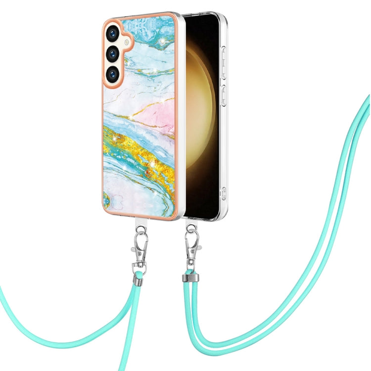 Electroplating Marble Dual-side IMD Phone Case with Lanyard, For Samsung Galaxy A15 5G, For Samsung Galaxy A55, For Samsung Galaxy A35, For Samsung Galaxy S24 Ultra 5G, For Samsung Galaxy S24+ 5G, For Samsung Galaxy S24 5G, For Samsung Galaxy A05      ...