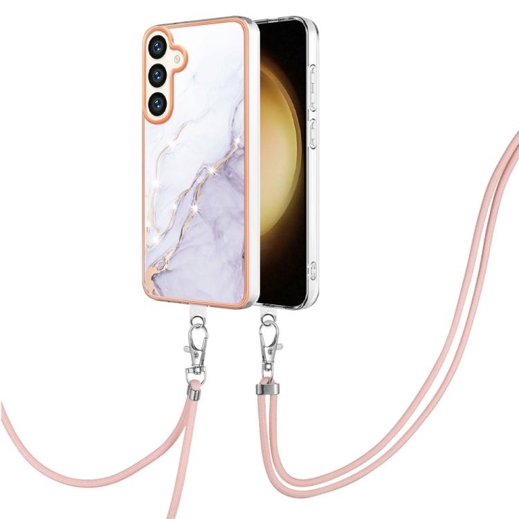Electroplating Marble Dual-side IMD Phone Case with Lanyard, For Samsung Galaxy A15 5G, For Samsung Galaxy A55, For Samsung Galaxy A35, For Samsung Galaxy S24 Ultra 5G, For Samsung Galaxy S24+ 5G, For Samsung Galaxy S24 5G, For Samsung Galaxy A05      ...