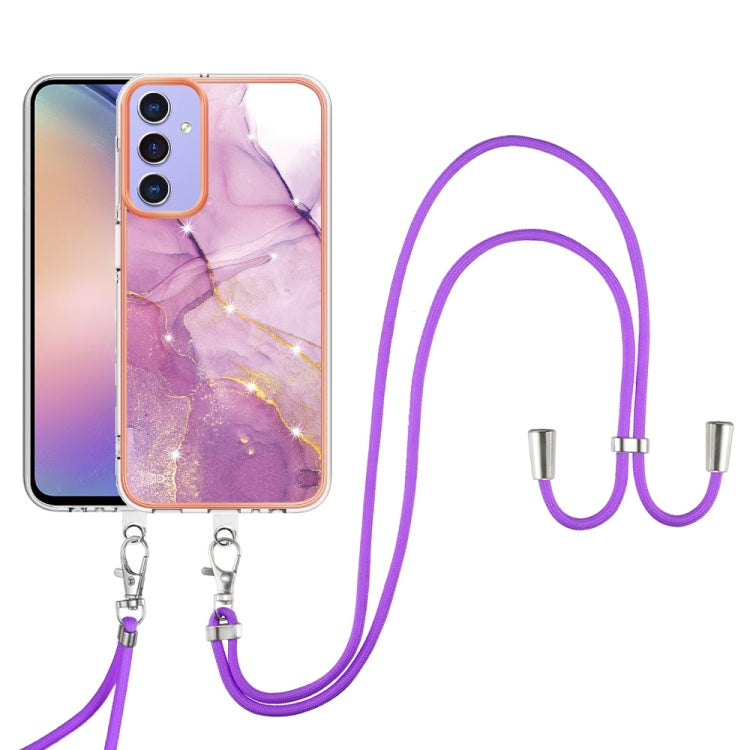 Electroplating Marble Dual-side IMD Phone Case with Lanyard, For Samsung Galaxy A15 5G, For Samsung Galaxy A55, For Samsung Galaxy A35, For Samsung Galaxy S24 Ultra 5G, For Samsung Galaxy S24+ 5G, For Samsung Galaxy S24 5G, For Samsung Galaxy A05      ...