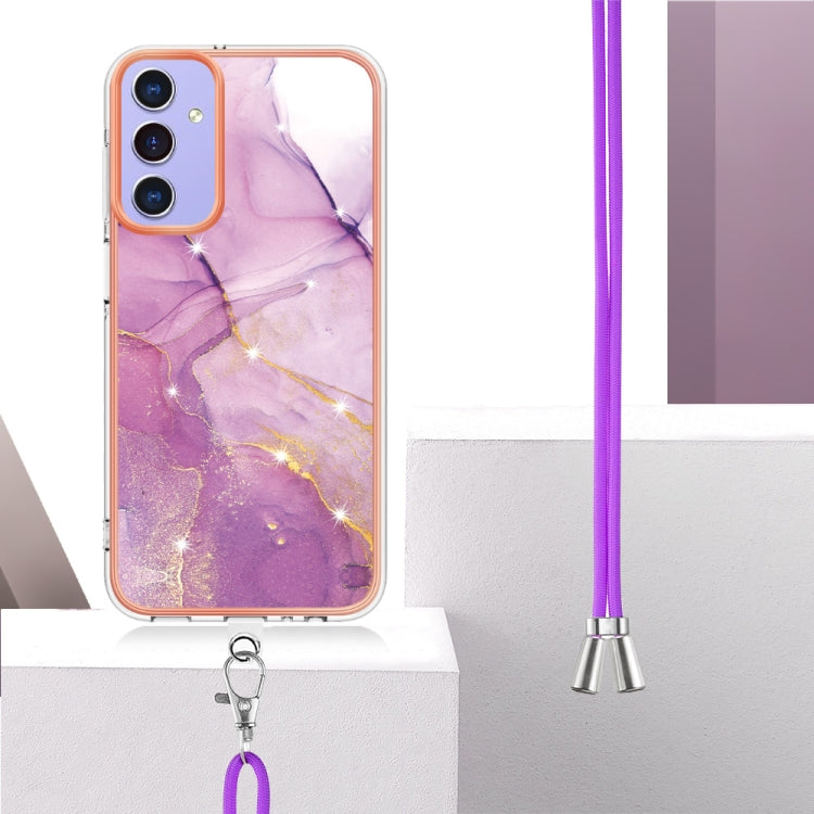 Electroplating Marble Dual-side IMD Phone Case with Lanyard, For Samsung Galaxy A15 5G, For Samsung Galaxy A55, For Samsung Galaxy A35, For Samsung Galaxy S24 Ultra 5G, For Samsung Galaxy S24+ 5G, For Samsung Galaxy S24 5G, For Samsung Galaxy A05      ...