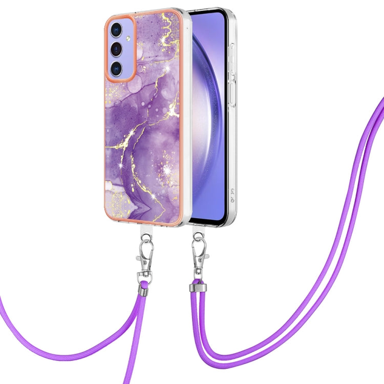 Electroplating Marble Dual-side IMD Phone Case with Lanyard, For Samsung Galaxy A15 5G, For Samsung Galaxy A55, For Samsung Galaxy A35, For Samsung Galaxy S24 Ultra 5G, For Samsung Galaxy S24+ 5G, For Samsung Galaxy S24 5G, For Samsung Galaxy A05      ...
