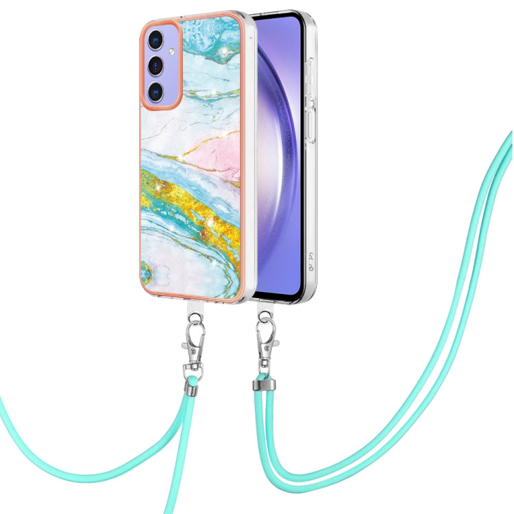Electroplating Marble Dual-side IMD Phone Case with Lanyard, For Samsung Galaxy A15 5G, For Samsung Galaxy A55, For Samsung Galaxy A35, For Samsung Galaxy S24 Ultra 5G, For Samsung Galaxy S24+ 5G, For Samsung Galaxy S24 5G, For Samsung Galaxy A05      ...