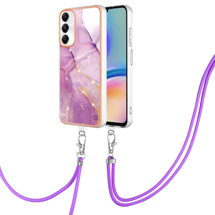 Electroplating Marble Dual-side IMD Phone Case with Lanyard, For Samsung Galaxy A15 5G, For Samsung Galaxy A55, For Samsung Galaxy A35, For Samsung Galaxy S24 Ultra 5G, For Samsung Galaxy S24+ 5G, For Samsung Galaxy S24 5G, For Samsung Galaxy A05      ...