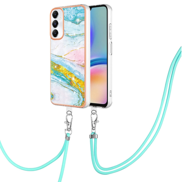 Electroplating Marble Dual-side IMD Phone Case with Lanyard, For Samsung Galaxy A15 5G, For Samsung Galaxy A55, For Samsung Galaxy A35, For Samsung Galaxy S24 Ultra 5G, For Samsung Galaxy S24+ 5G, For Samsung Galaxy S24 5G, For Samsung Galaxy A05      ...