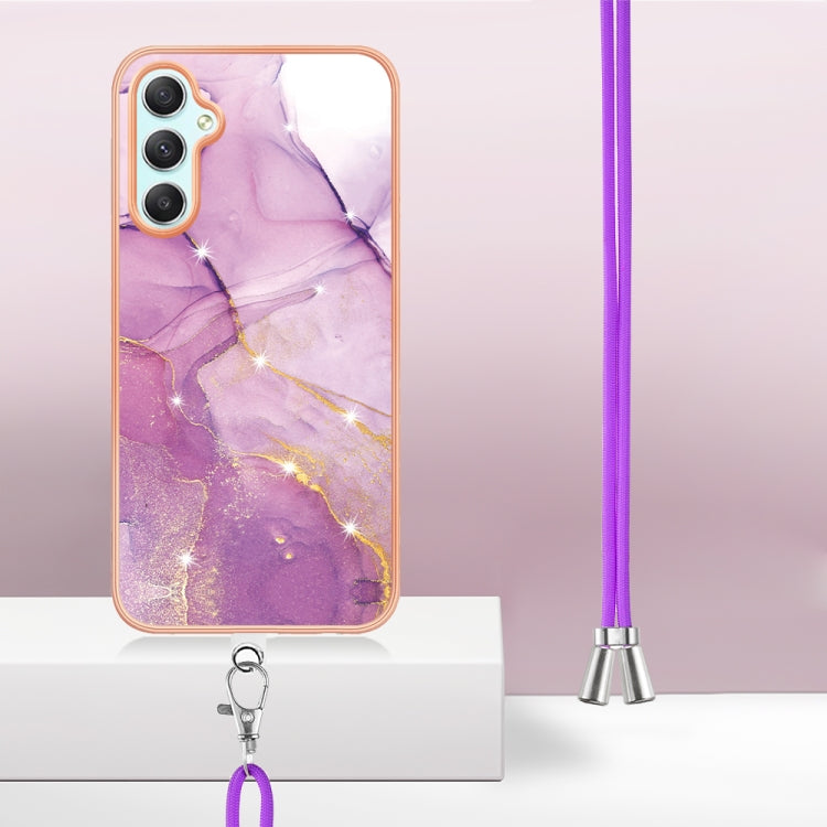 Electroplating Marble Dual-side IMD Phone Case with Lanyard, For Samsung Galaxy A25 5G, For Samsung Galaxy S23 FE 5G, For Samsung Galaxy A24 4G, For Samsung Galaxy A04e