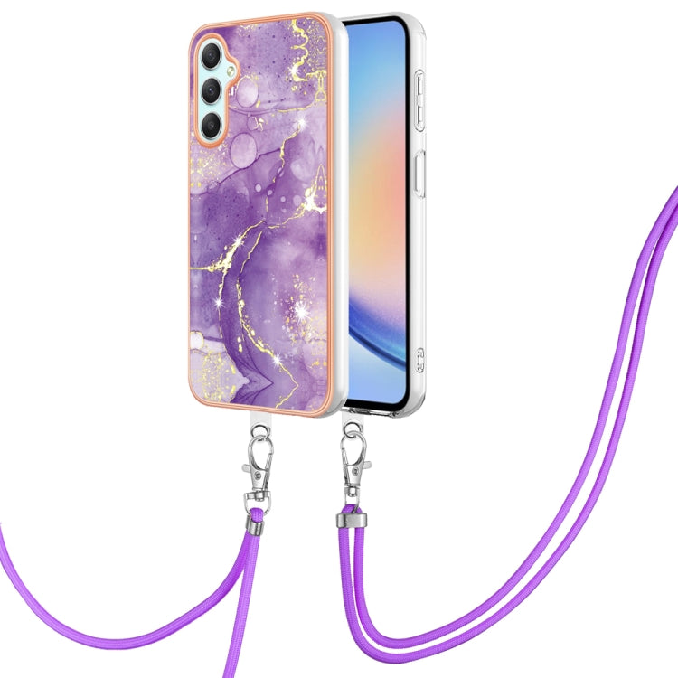 Electroplating Marble Dual-side IMD Phone Case with Lanyard, For Samsung Galaxy A25 5G, For Samsung Galaxy S23 FE 5G, For Samsung Galaxy A24 4G, For Samsung Galaxy A04e