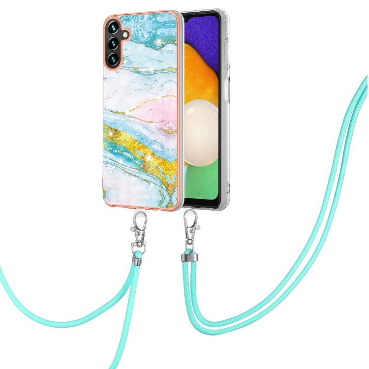 Electroplating Marble Dual-side IMD Phone Case with Lanyard, For Samsung Galaxy A15 5G, For Samsung Galaxy A55, For Samsung Galaxy A35, For Samsung Galaxy S24 Ultra 5G, For Samsung Galaxy S24+ 5G, For Samsung Galaxy S24 5G, For Samsung Galaxy A05      ...
