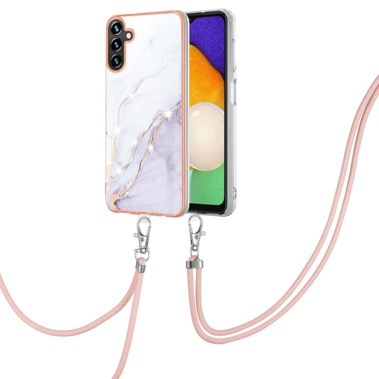 Electroplating Marble Dual-side IMD Phone Case with Lanyard, For Samsung Galaxy A15 5G, For Samsung Galaxy A55, For Samsung Galaxy A35, For Samsung Galaxy S24 Ultra 5G, For Samsung Galaxy S24+ 5G, For Samsung Galaxy S24 5G, For Samsung Galaxy A05      ...