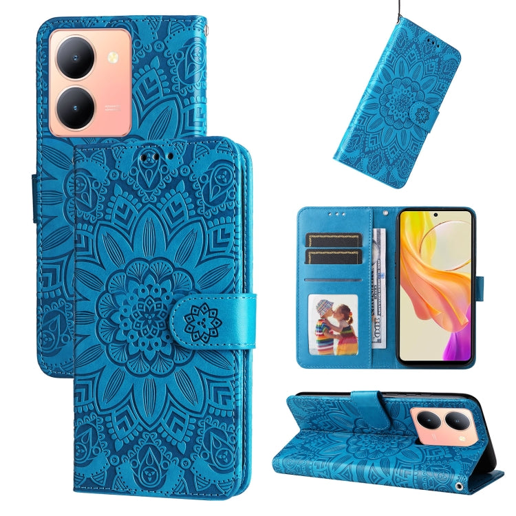 Embossed Sunflower Leather Phone Case, For vivo Y03 4G, For vivo Y200 / V29e Global, For vivo Y17s, For vivo Y36 4G / 5G Foreign, For vivo Y78 5G Foreign
