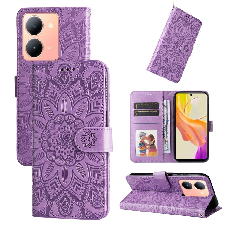 Embossed Sunflower Leather Phone Case, For vivo Y03 4G, For vivo Y200 / V29e Global, For vivo Y17s, For vivo Y36 4G / 5G Foreign, For vivo Y78 5G Foreign