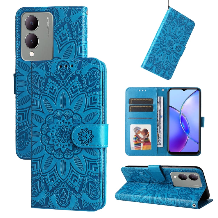 Embossed Sunflower Leather Phone Case, For vivo Y200 / V29e Global, For vivo Y17s, For vivo Y36 4G / 5G Foreign, For vivo Y78 5G Foreign