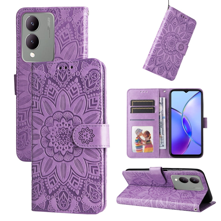 Embossed Sunflower Leather Phone Case, For vivo Y200 / V29e Global, For vivo Y17s, For vivo Y36 4G / 5G Foreign, For vivo Y78 5G Foreign
