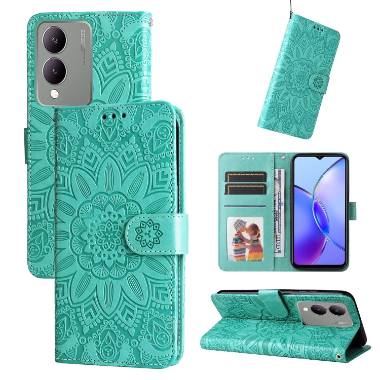 Embossed Sunflower Leather Phone Case, For vivo X200 Pro, For vivo V40 Lite 4G / 5G IDN, For vivo Y300 Pro, For vivo Y38 5G / T3x 5G Global, For vivo Y100 IDN / Y200e 5G Global, For vivo Y03 4G, For vivo Y200 / V29e Global, For vivo Y17s               ...