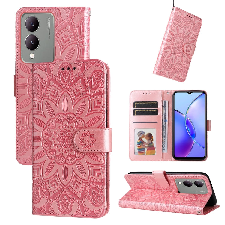Embossed Sunflower Leather Phone Case, For vivo Y200 / V29e Global, For vivo Y17s, For vivo Y36 4G / 5G Foreign, For vivo Y78 5G Foreign