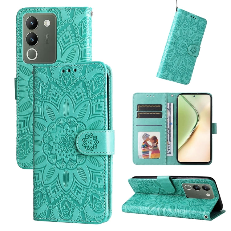 Embossed Sunflower Leather Phone Case, For vivo Y200 / V29e Global, For vivo Y17s, For vivo Y36 4G / 5G Foreign, For vivo Y78 5G Foreign