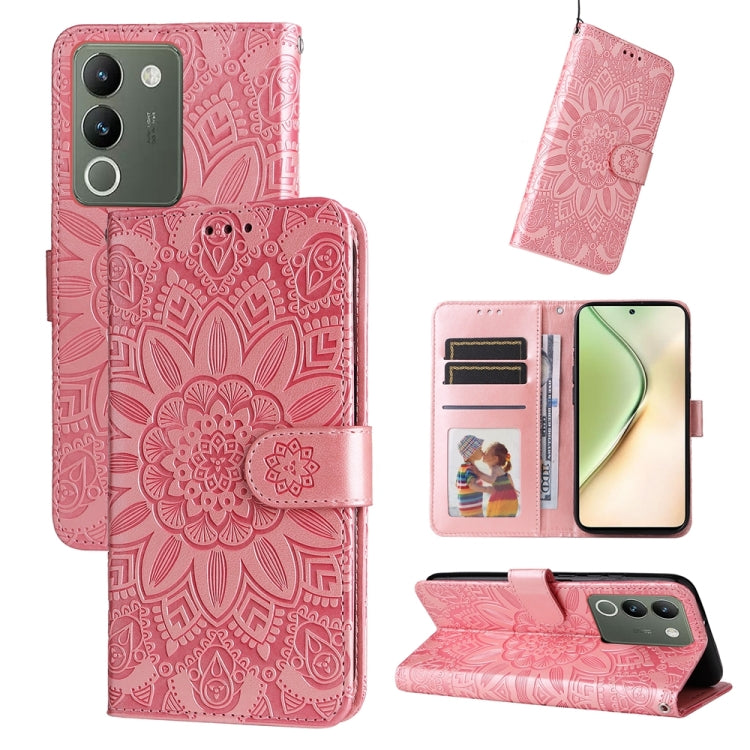 Embossed Sunflower Leather Phone Case, For vivo X200 Pro, For vivo V40 Lite 4G / 5G IDN, For vivo Y300 Pro, For vivo Y38 5G / T3x 5G Global, For vivo Y100 IDN / Y200e 5G Global, For vivo Y03 4G, For vivo Y200 / V29e Global, For vivo Y17s               ...