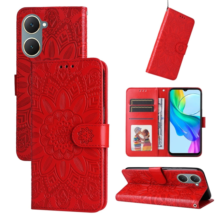 Embossed Sunflower Leather Phone Case, For vivo Y03 4G, For vivo Y200 / V29e Global, For vivo Y17s, For vivo Y36 4G / 5G Foreign, For vivo Y78 5G Foreign