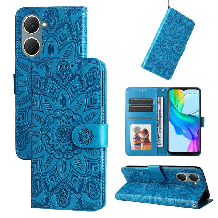 Embossed Sunflower Leather Phone Case, For vivo Y03 4G, For vivo Y200 / V29e Global, For vivo Y17s, For vivo Y36 4G / 5G Foreign, For vivo Y78 5G Foreign