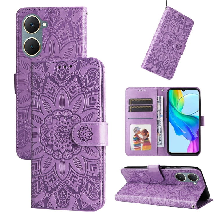 Embossed Sunflower Leather Phone Case, For vivo Y03 4G, For vivo Y200 / V29e Global, For vivo Y17s, For vivo Y36 4G / 5G Foreign, For vivo Y78 5G Foreign