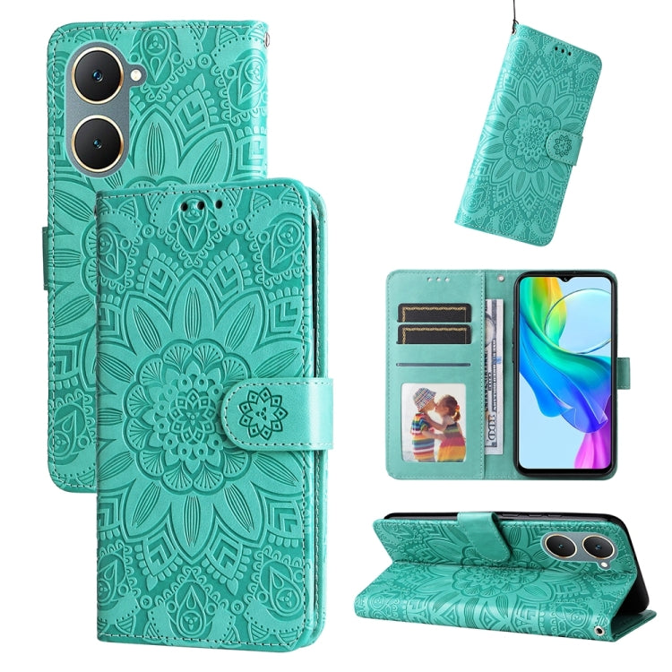 Embossed Sunflower Leather Phone Case, For vivo Y03 4G, For vivo Y200 / V29e Global, For vivo Y17s, For vivo Y36 4G / 5G Foreign, For vivo Y78 5G Foreign