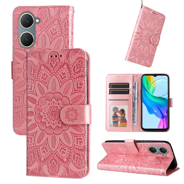 Embossed Sunflower Leather Phone Case, For vivo Y03 4G, For vivo Y200 / V29e Global, For vivo Y17s, For vivo Y36 4G / 5G Foreign, For vivo Y78 5G Foreign