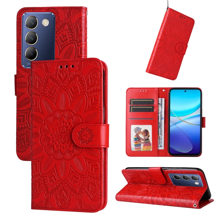 Embossed Sunflower Leather Phone Case, For vivo X200 Pro, For vivo V40 Lite 4G / 5G IDN, For vivo Y300 Pro, For vivo Y38 5G / T3x 5G Global, For vivo Y100 IDN / Y200e 5G Global, For vivo Y03 4G, For vivo Y200 / V29e Global, For vivo Y17s               ...