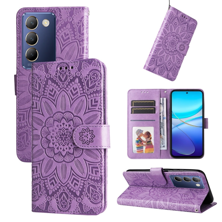 Embossed Sunflower Leather Phone Case, For vivo X200 Pro, For vivo V40 Lite 4G / 5G IDN, For vivo Y300 Pro, For vivo Y38 5G / T3x 5G Global, For vivo Y100 IDN / Y200e 5G Global, For vivo Y03 4G, For vivo Y200 / V29e Global, For vivo Y17s               ...