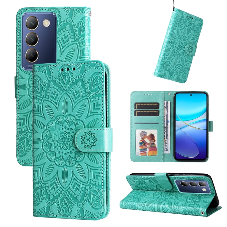 Embossed Sunflower Leather Phone Case, For vivo X200 Pro, For vivo V40 Lite 4G / 5G IDN, For vivo Y300 Pro, For vivo Y38 5G / T3x 5G Global, For vivo Y100 IDN / Y200e 5G Global, For vivo Y03 4G, For vivo Y200 / V29e Global, For vivo Y17s               ...