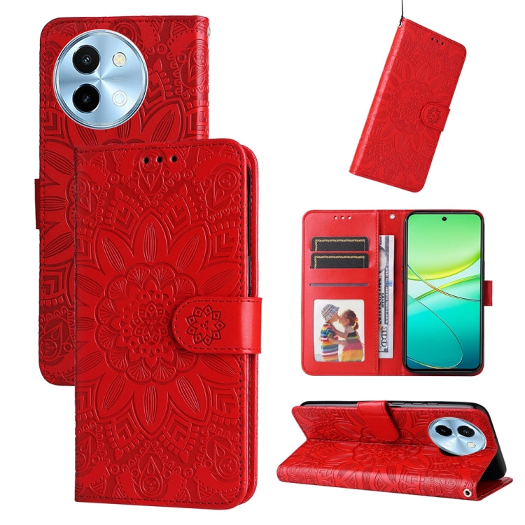 Embossed Sunflower Leather Phone Case, For vivo Y300 Pro, For vivo Y38 5G / T3x 5G Global, For vivo Y100 IDN / Y200e 5G Global, For vivo Y03 4G, For vivo Y200 / V29e Global, For vivo Y17s, For vivo Y36 4G / 5G Foreign, For vivo Y78 5G Foreign