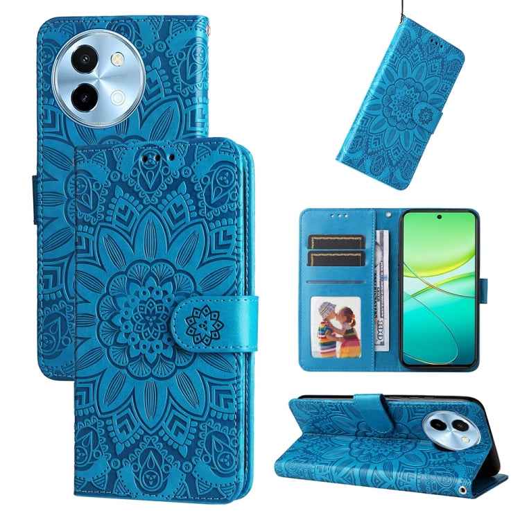 Embossed Sunflower Leather Phone Case, For vivo X200 Pro, For vivo V40 Lite 4G / 5G IDN, For vivo Y300 Pro, For vivo Y38 5G / T3x 5G Global, For vivo Y100 IDN / Y200e 5G Global, For vivo Y03 4G, For vivo Y200 / V29e Global, For vivo Y17s               ...