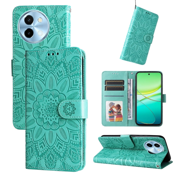 Embossed Sunflower Leather Phone Case, For vivo X200 Pro, For vivo V40 Lite 4G / 5G IDN, For vivo Y300 Pro, For vivo Y38 5G / T3x 5G Global, For vivo Y100 IDN / Y200e 5G Global, For vivo Y03 4G, For vivo Y200 / V29e Global, For vivo Y17s               ...