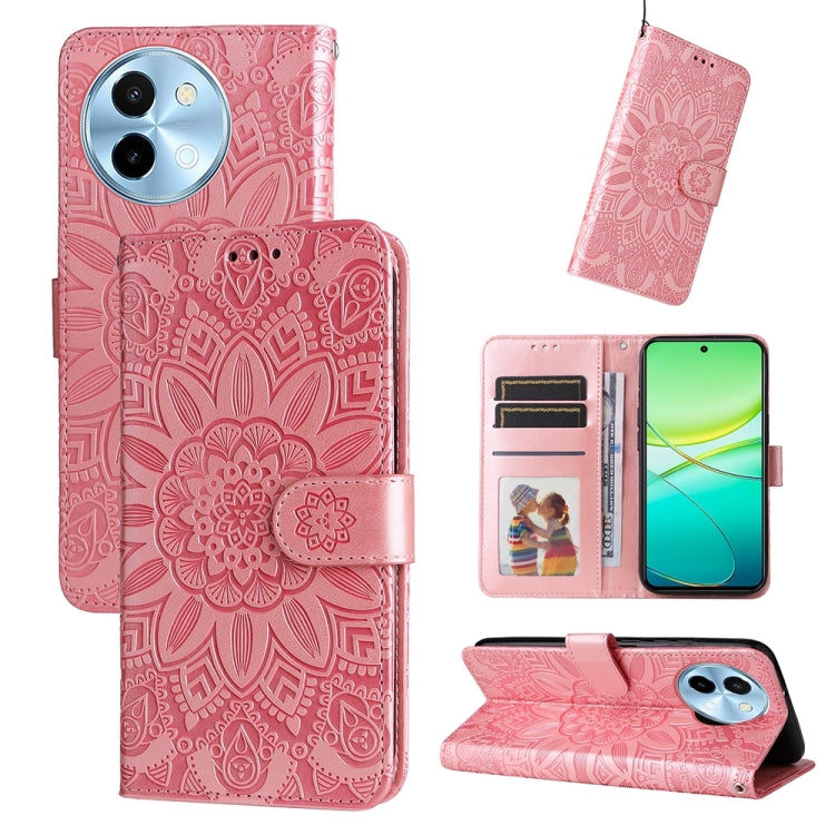 Embossed Sunflower Leather Phone Case, For vivo Y300 Pro, For vivo Y38 5G / T3x 5G Global, For vivo Y100 IDN / Y200e 5G Global, For vivo Y03 4G, For vivo Y200 / V29e Global, For vivo Y17s, For vivo Y36 4G / 5G Foreign, For vivo Y78 5G Foreign