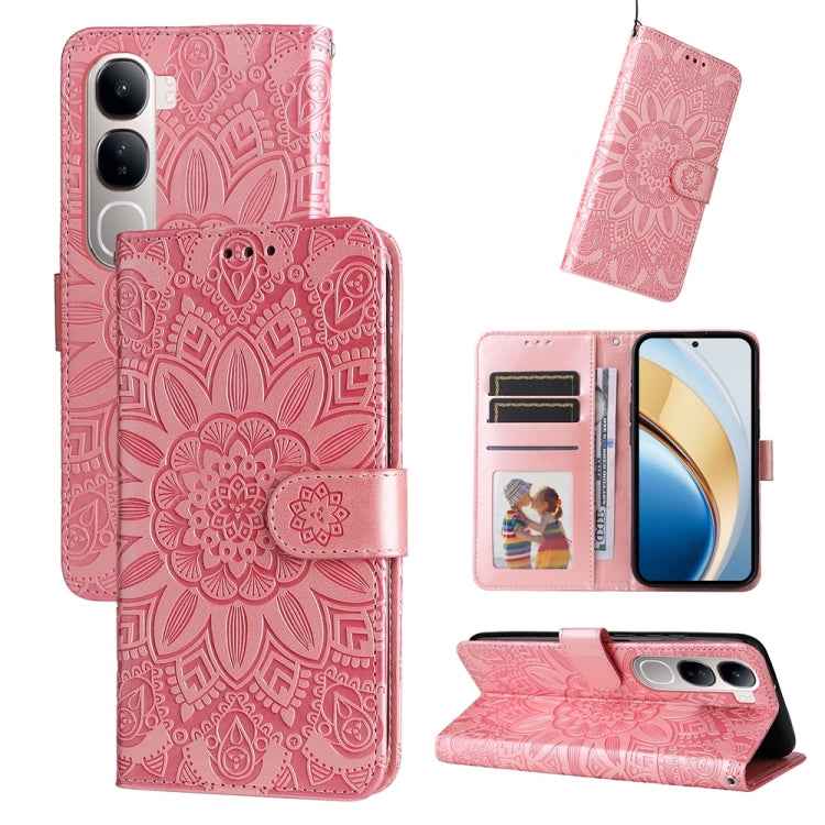 Embossed Sunflower Leather Phone Case, For vivo X200 Pro, For vivo V40 Lite 4G / 5G IDN, For vivo Y300 Pro, For vivo Y38 5G / T3x 5G Global, For vivo Y100 IDN / Y200e 5G Global, For vivo Y03 4G, For vivo Y200 / V29e Global, For vivo Y17s               ...
