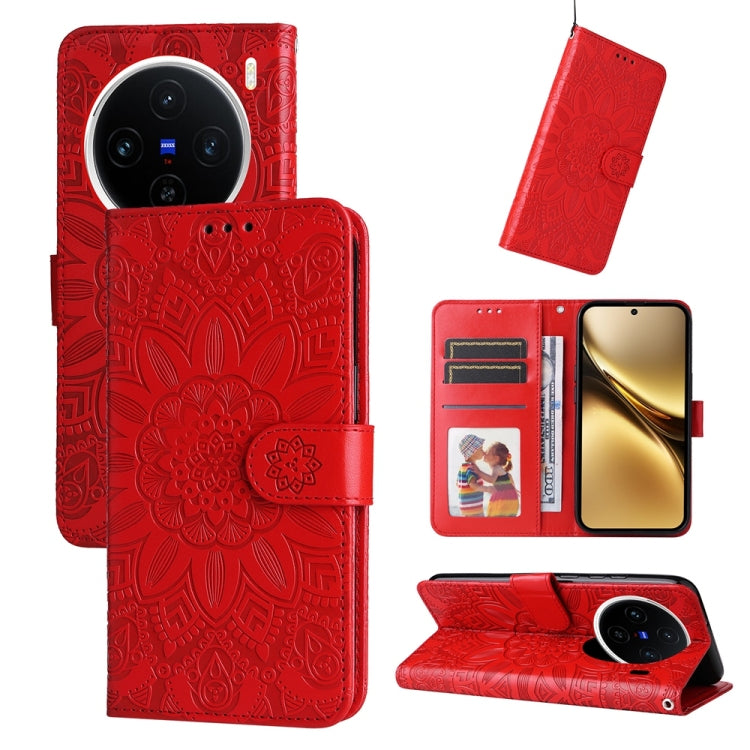 Embossed Sunflower Leather Phone Case, For vivo S20 Pro, For vivo Y19s, For vivo X200, For vivo X200 Pro mini, For vivo X200 Pro, For vivo V40 Lite 4G / 5G IDN, For vivo Y300 Pro, For vivo Y38 5G / T3x 5G Global, For vivo Y100 IDN / Y200e 5G Global