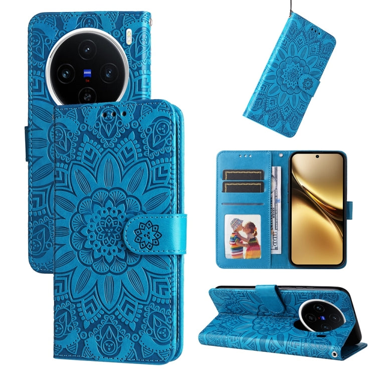 Embossed Sunflower Leather Phone Case, For vivo S20 Pro, For vivo Y19s, For vivo X200, For vivo X200 Pro mini, For vivo X200 Pro, For vivo V40 Lite 4G / 5G IDN, For vivo Y300 Pro, For vivo Y38 5G / T3x 5G Global, For vivo Y100 IDN / Y200e 5G Global